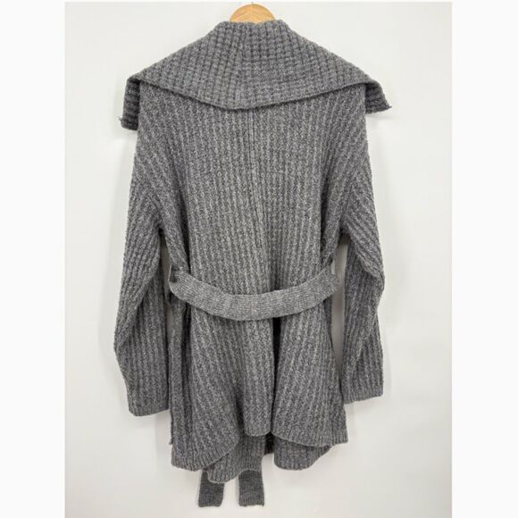 Free People Taffy Long Cardigan in Gray, Sz Medium, Wool Blend Waffle Knit - Picture 4 of 11